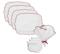 Decotique Gia Tea Set 4 Tovagliette + 4 Tovaglioli Bianco/ Borgogna