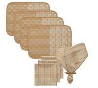 Decotique Rita Set Tessile 4 Jogos Americanos + 4 Guardanapos Branco/Bege