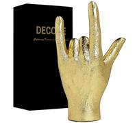 DECOUE Decorazione dorata, statue e sculture con gesti dorati, scultura a mano in resina, decorazione classica per la casa, mensola della casa, scrivania, regalo per familiari e amici, con scritta I