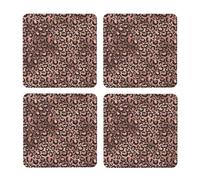 Decoupage con stampa leopardata rosa e nera,Sottobicchieri quadrati in sughero MDF, sottobicchieri per tazze, set di 4 sottobicchieri per bevande