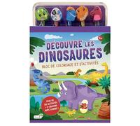 Découvre les dinosaures: Bloc de coloriage et d'activités. Plus de 30 activités + 5 crayons avec gomme !