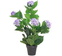 Decovego Ortensia Hydrangea Pianta Artificiale con Vaso 60cm Bianco Viola Lilla
