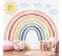 DECOWALL Adesivi Murali Arcobaleno e Citazioni in Acquerello - Decalcomanie Extra Large per Cameretta Bambini, Camera da Letto, Decorazione Ragazze, Arte Boho, Peel and Stick con Nuvole (FH4-2432)