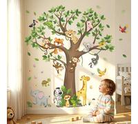 DECOWALL Adesivi Murali con Animali dell'Albero - Decorazione con Affe, Giraffa, Zebra, Elefante e Koala per Stanza Bambini (SG4-2504)