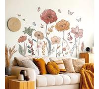 DECOWALL Boho Wildflower Wall Stickers - Adesivi da parete con motivo floreale, per soggiorno, camera da letto, cameretta dei bambini, ufficio e casa (SG2-2420)