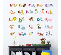DECOWALL DA-1503A Inglese Alfabeto ABC con Animali Adesivi da Parete Decorazioni Stickers Murali Soggiorno Asilo Nido Camera Letto per Bambini decalcomanie