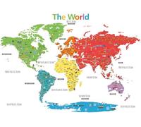 DECOWALL DLT-1902N Mappa del mondo Punto di riferimento Landmark World Map Adesivi da Parete Decorazioni Stickers Murali Soggiorno Asilo Nido Camera Letto per Bambini decalcomanie