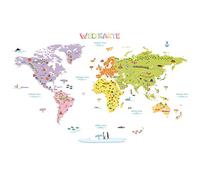 DECOWALL DMT-1306DE Tedesco Mappa del Mondo Colorato (Grande) Adesivi da Parete Decorazioni Stickers Murali Soggiorno Asilo Nido Camera Letto per Bambini decalcomanie