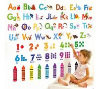 DECOWALL DS-8044 apprendimento alfabeto numeri adesivi murali colore ABC animali decalcomanie educative per bambini camera da letto vivaio soggiorno arte decorazione casa lettere abc aula sala giochi