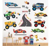 DECOWALL DS9-8083 Adesivi murali auto da corsa adesivi da parete per camera dei ragazzi auto veicoli adesivi da parete per camerette dei bambini decorazione da parete