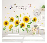 DECOWALL DSL-8062 Girasoli con Farfalle Adesivi Murali Decalcomania Peel and Stick Rimovibili per Bambini Nursery Camera da Letto Soggiorno Fly Flower Floral Pink Color Decor