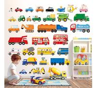 DECOWALL DSL-8064 Adesivi murali per trasporti e veicoli Adesivi murali per camerette per bambini Asilo nido per ragazzi Auto Camion pompieri Costruzione Sala giochi per bambini Trattore di polizia