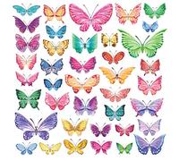 DECOWALL DW-1602 Farfalle di Acquerello Adesivi da Parete Decorazioni Parete Stickers Murali Soggiorno Asilo Nido Camera da Letto per Bambini