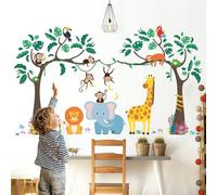 DECOWALL SG-2112 Foresta Animali Adesivi da Parete Albero Elefante Murali Decorazione per Camera Letto Asilo Nido Cameretta Soggiorno Bambini Murale Stickers