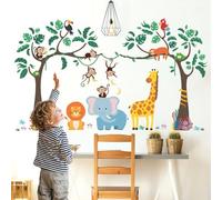 DECOWALL SG-2112 Foresta Animali Adesivi da Parete Albero Elefante Murali Decorazione per Camera Letto Asilo Nido Cameretta Soggiorno Bambini Murale Stickers