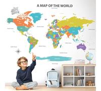 DECOWALL SG2-2414 Adesivi Murali Con Mappa Del Mondo Colorata Grande 120 X 75 Cm