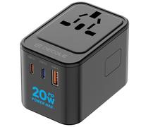 decqle Adattatore Universale da Viaggio, con 2 USB-C e 1 USB-A e 1 AC Adattatore, Presa Universale da Viaggio, per Germania America Australia e 224+ Paese(nero)