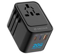 decqle Adattatore Universale da Viaggio con 2 USB C e 1 USB A e 1 AC PD20W Nero