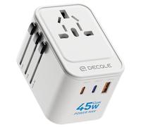 decqle Adattatore Universale da Viaggio, Presa Universale da Viaggio con 2 USB-C(GaN 45W) e 1 USB-A e 1 AC, Adattatore da Viaggio Italia Inghilterra Germania America Australia e 224+ Paese(bianca)