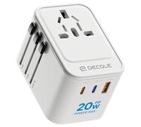 decqle Adattatore Universale da Viaggio, Presa Universale da Viaggio con 2 USB-C(PD 20W) e 1 USB-A e 1 AC, Adattatore da Viaggio Italia Inghilterra Germania America Australia e 224+ Paese(bianca)