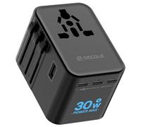 decqle Adattatore Universale da Viaggio, Presa Universale da Viaggio con 3 USB-C(30W) e 2 USB-A e 1 AC, Adattatore da Viaggio Italia Inghilterra Germania America Australia e 224+ Paese(Nero)
