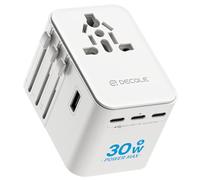 decqle Adattatore Universale da Viaggio, Presa Universale da Viaggio con 3 USB-C(30W) e 2 USB-A e 1 AC, Adattatore da Viaggio Italia Inghilterra Germania America Australia e 224+ Paese(bianca)