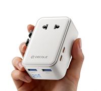 decqle “Air” Adattatore Universale da Viaggio, Slim Presa Universale con 2 USB-C(PD 25W) e 2 USB-A e 1 AC, Adattatore da Viaggio Italia Inghilterra Germania America Australia e 224+ Paese(bianca)