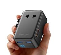 decqle “Air” Adattatore Universale da Viaggio, Slim Presa Universale con 2 USB-C(PD 25W) e 2 USB-A e 1 AC, Adattatore da Viaggio Italia Inghilterra Germania America Australia e 224+ Paese(Nero)
