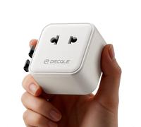 decqle “Air” Adattatore Universale da Viaggio, Slim Presa Universale da Viaggio con 2500W Presa AC, Adattatore da Viaggio Italia Inghilterra Germania America Australia e 224+ Paese(bianca)