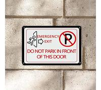 DecStic Cartello in metallo con scritta in lingua inglese "Emergency Exit Do Not Parking in This Door Road", 20,3 x 30,5 cm, resistente alle intemperie e ai raggi UV, da uomo, per grotte, garage, bar