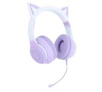 Decumeby Cuffie da Gioco Wireless, Cuffie da Gioco Bluetooth 5.3 Pieghevoli, Auricolari Carine con Cavo AUX LED da 3,5 Mm Microfono Staccabile per PC (PURPLE)