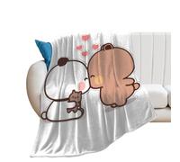 DECVGKO Panda Bear Bubu and Dudu 10 nuovi peluche flanella coperta divano letto divano soggiorno coperta 101 x 127 cm