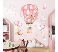 Decvictor Adesivi Murali Animale Mongolfiera Adesivi da Parete Zebra Scoiattolo Coniglio Adesivo Muro Decorativo per Ragazze Bambini Camera da Letto Materna Muro