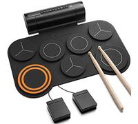 Donner Batteria Elettronica, 7 Pad Batteria Elettrica Roll Up, Batteria Silenziosa Altoparlante Incorporato per Bambini/Principianti, 40 Lezioni di Batteria Incluse (DED-20)