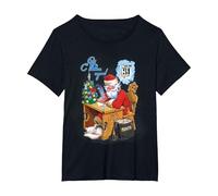 Ded Moroz Russian Babbo Natale URSS Postcard T-Shirt Maglietta, Donna Plus-Size, Nero, 1X