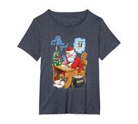 Ded Moroz Russian Babbo Natale URSS Postcard T-Shirt Maglietta, Donna Plus-Size, Pervinca, 2X