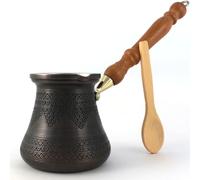 DEDE Copper - Serie PCZ (L-14fl.oz) - Caffettiera greca araba turca greca con manico in legno, macchina da caffè Cezve Jezve Jezve Jazva Ibrik Briki (antico)