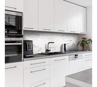 Dedeco - Pannello da parete per cucina con motivo pietra V2-260x60 cm schiuma dura, pannello da parete per cucina, impermeabile, resistente al calore, molte dimensioni e materiali, vernice UV lucida