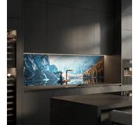 Dedeco Pannello posteriore della cucina, motivo: Berg V4, pannelli in alluminio da 3 mm, paraschizzi da cucina, pannello composito impermeabile, con vernice UV lucida, tutte le superfici, 260 x 60 cm