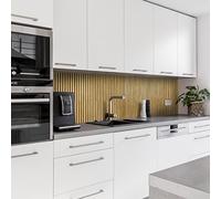 Dedeco Pannello posteriore della cucina, motivo: legno V7, 5 mm, in schiuma rigida in PVC, protezione dagli schizzi, impermeabile, con vernice UV lucida, tutte le superfici, 260 x 60 cm