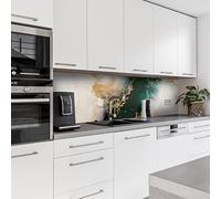 Dedeco Pannello posteriore della cucina, motivo: marmo V15, 5 mm, pannello di plastica in PVC come paraspruzzi da cucina, impermeabile, con vernice UV lucida, tutte le superfici, 240 x 60 cm