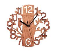DEDEMCO Orologio da Parete Silenzioso Vintage in Legno, 22CM Rotondo Senza Cornice, Decorazione da Parete per Camera da Letto, Soggiorno, Cucina