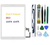 Dedia - Schermo touch screen di ricambio per iPad 5/iPad Air 2013 9,7", A1474, A1475, A1476, vetro digitalizzatore con tasto Home, adesivo preinstallato e kit di attrezzi, colore: Bianco