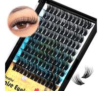 Dedila 120 ciglia finte a grappolo, realizzate a mano, 8-20 mm, curvatura a D, con stelo largo, per un look drammatico, voluminose, per la casa, fai da te (14 mm)