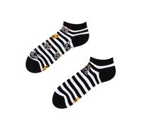 Dedoles Calzini Unisex Donna Uomo & Bambini Calze Cotone con tanti Design divertenti sinistra destra diversi, colore: Nero, disegno: Gatti e Righe (alla caviglia), taglia: 35-38