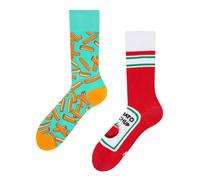 Dedoles Calzini Unisex Donna Uomo & Bambini Calze Cotone con tanti Design divertenti sinistra destra diversi, colore: Rosso, disegno: Patatine fritte e Ketchup, taglia: 43-46
