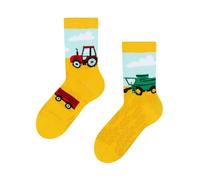 Dedoles Calzini Unisex Donna Uomo & Bambini Calze Cotone con tanti Design divertenti sinistra destra diversi, colore: Giallo, disegno: Trattore, taglia: 43-46