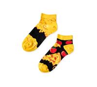 Dedoles Calzini Unisex Donna Uomo & Bambini Calze Cotone con tanti Design divertenti sinistra destra diversi, colore: Nero, disegno: Pizza margherita (alla caviglia), taglia: 35-38