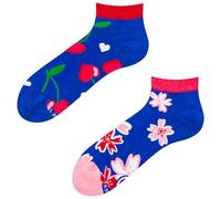 Dedoles Calzini Unisex Donna Uomo & Bambini Calze Cotone con tanti Design divertenti sinistra destra diversi, colore: Blu, disegno: Amore di ciliegia (alla caviglia), taglia: 39-42