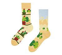 Dedoles Calzini Unisex Donna Uomo & Bambini Calze Cotone con tanti Design divertenti sinistra destra diversi, colore: Beige, disegno: Cactus innamorato, taglia: 43-46